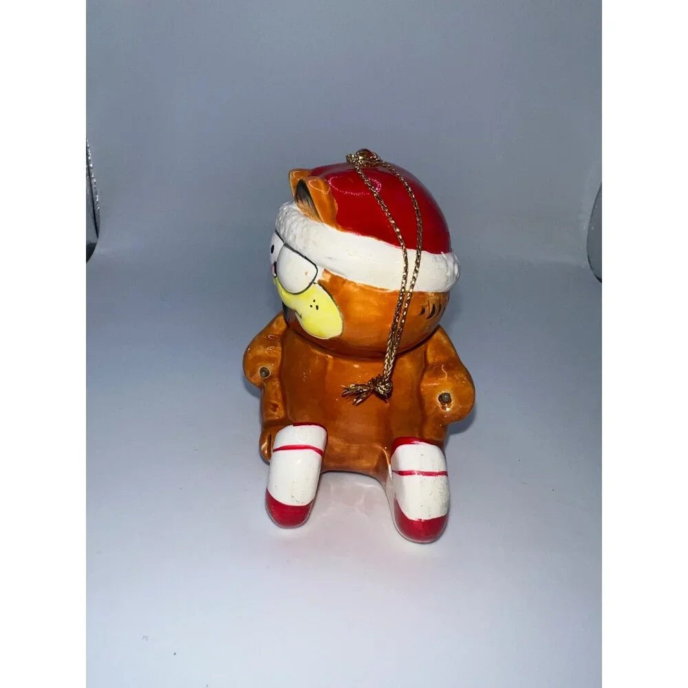 Vintage 1978 Garfield The Cat Skiing Ceramic Christmas‎ Ornament Xmas Decor Cats